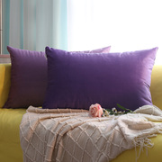 长方形纯色抱枕紫色系靠垫沙发，靠背天鹅绒靠枕床头，绒布靠枕套含芯