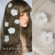 韩式可爱欧根纱水钻花朵小边夹手工发夹边夹舞台儿童新娘婚纱头饰