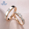 18K彩金钻石情侣对戒Au750玫瑰金白金撞色设计双色工艺戒指钻戒女