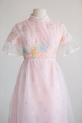 Vintage古着 1960年代复古洛丽塔粉红可人儿公主风短款连衣裙