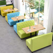 林感西餐厅卡座沙发快餐桌椅食堂餐桌椅休闲餐桌椅一桌两沙发组合