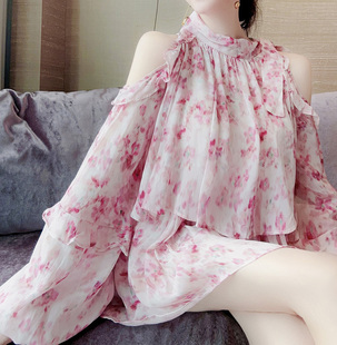 “梦幻粉玫瑰”花园系列，印花套装花色套装裤