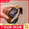 适用iwatch8手表applewatch9表带真皮S8苹果ultra智能S9运动S7硅胶S6高级6代5潮SE男牛皮4磁吸扣疯马皮纹