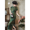 绝美改良旗袍日常可穿夏季2024复古民国老上海高级感绿色高贵