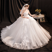 天使的嫁衣公主范儿，法式浪漫时髦精致花瓣抹胸，新娘婚纱礼服1