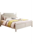 美式实木床白色现代简约床主卧布靠背1.8M米气压高箱收纳储物床