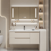 北欧简约智能实木陶瓷一体，盆卫生间浴室柜，组合洗脸盆卫浴柜洗漱台