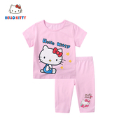 Hello Kitty女童套装夏季舒适短袖T恤七分裤两件装