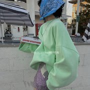 直邮韩国代购正版25春 圆领长袖廓形时髦中长款套头卫衣