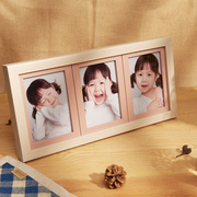 三连5框寸6寸7寸儿童简约连体相框木纹宝宝照片组合挂墙韩版摆台
