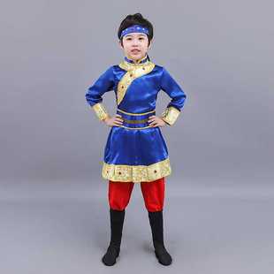 高档蒙古舞蹈儿男女童，演出服少数民族服装男童，蒙族服装裙袍藏