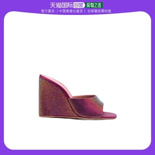 香港直邮Amina Muaddi Lupita 水晶坡跟鞋 LUPITACRYSTALWEDGESAT