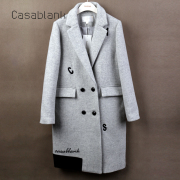 casablank卡莎布兰卡羊毛，大衣女高级感外套，毛呢加厚绣花外套