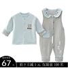 男女宝宝薄棉衣背带裤套装，1岁婴儿春秋季双层夹棉衣服小孩两件套