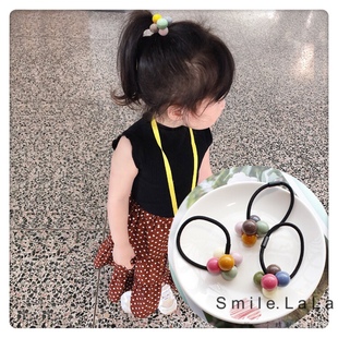 韩国儿童发绳女童头绳扎头发橡皮筋圆珠头饰女宝宝小发圈可爱发饰