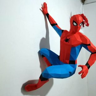 120厘米高蜘蛛侠超级英雄，大型墙壁立体装饰纸艺模型壁饰挂件壁挂