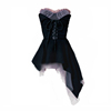 暗黑系气质女装高级感重工，小众设计灰紫纱不规则抹胸裙黑色连衣裙