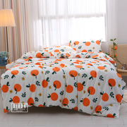 秋冬大橙子水果床单被罩四件套纯棉全棉厚斜纹床上用品1.51.82.0