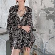 豹纹衬衫女春季薄款韩版设计感小众上衣，外套中长款宽松长袖防晒衫