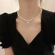 极细珍珠双层叠戴项链(戴项链，)女2024小众，设计高级感锁骨链颈链配饰潮