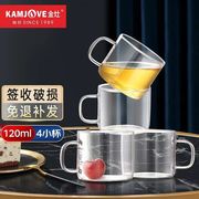 金灶k-106耐热玻璃杯品，茶杯花草茶杯小咖啡杯小把杯4个装水杯