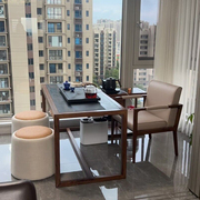 新中式阳台茶桌椅组合小户型家用功夫泡茶台实木喝茶桌胡桃木定制