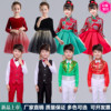 儿童中国风表演服装女童古筝二胡舞蹈男孩大合唱礼服长袖大红色