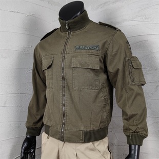 户外军装夹克男美军，101空降师二战飞行员，上衣纯棉军绿色工装外套