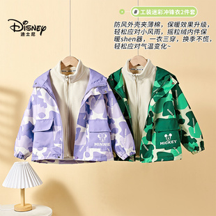 Disney/迪士尼工装迷彩冲锋衣2件套加厚夹棉外套WXE4SZ515