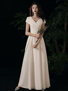 白色小晚礼服主持人公主裙高级感气质伴娘服迎宾法式小众轻奢优雅