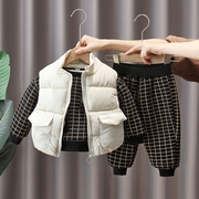 宝宝套装秋冬款婴儿童衣服男孩冬季加绒加厚1一2岁男童冬装三件套