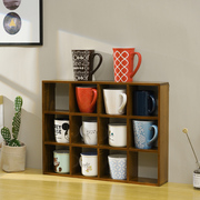 zakka实木桌面收纳盒，现代简约水杯架置物架，多层墙上壁挂格子储物