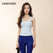 香莎CHANSARR 简约设计 气质白色镂空吊带 纯棉舒适 活力减龄背心