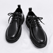 黑色皮鞋男款秋季男鞋增高大头男士商务正装西装休闲冬季工作潮鞋
