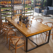 北欧实木餐桌椅组合 餐厅奶茶店咖啡馆酒吧铁艺长条桌 复古餐桌