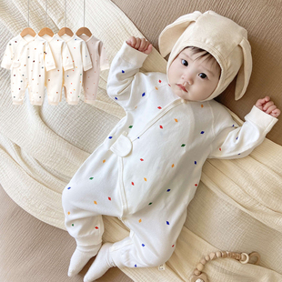 婴儿纯棉护肚蝴蝶衣，宝宝绑带月子服，新生儿和尚服0-1岁连体衣春秋