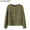 拉夏贝尔/La Chapelle秋冬小香风短款单排扣外套高级感毛呢外套女