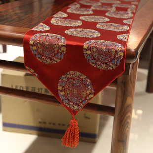 丝绸桌旗台布中国风茶桌，旗中式禅意桌布红色，结婚喜庆茶几旗布餐垫