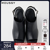 moussy夏季纯色鱼嘴露趾粗高跟防水台凉鞋，女010gs252-0640