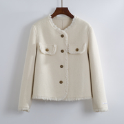 秋冬法式小香风大衣女小个子，流苏高级感短款双面，羊绒柔软外套