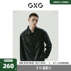 GXG男装 黑色简约时尚翻领皮衣夹克外套男士 23年冬季