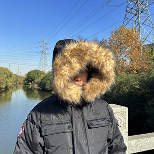 加拿大户外加厚抗风防水保暖旅行运动冬季毛领工装棉服派克大衣