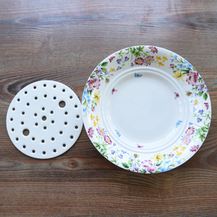 骨瓷创意中式家用饺子盘大菜盘陶瓷古典日用花纷沙拉碗多用带隔水