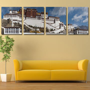 西藏美景水晶四联无框画客厅装饰画办公室书房壁画挂画 布达拉宫