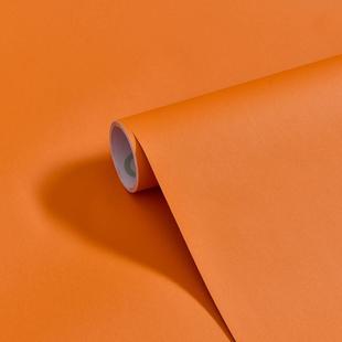 壁纸自粘防水防潮简约纯色橙色橘色红色服装店，直播间背景墙纸10米