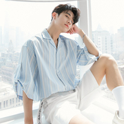 chicerro西西里男装夏季韩系宽松休闲衬衫半袖衬衣设计感高级短袖