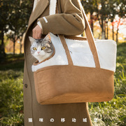 跨境猫包单肩时尚撞色宠物包斜挎透气外出大容量猫咪外出手提包