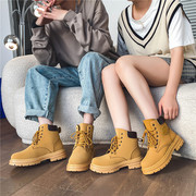 马丁靴2023秋冬情侣鞋子，一对情侣款，大黄靴英伦风男女工装短靴