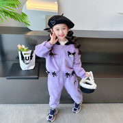女童库洛米套装秋冬2023韩版儿童，卡通连帽，冬装加绒加厚两件套