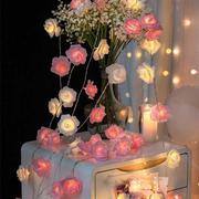 玫瑰花小彩灯串串灯室内求婚氛围，灯生日场景，布置少女房间卧室装饰